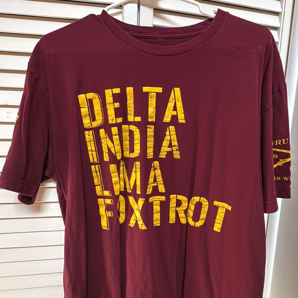 Grunt Style Maroon T-Shirt with Yellow Print